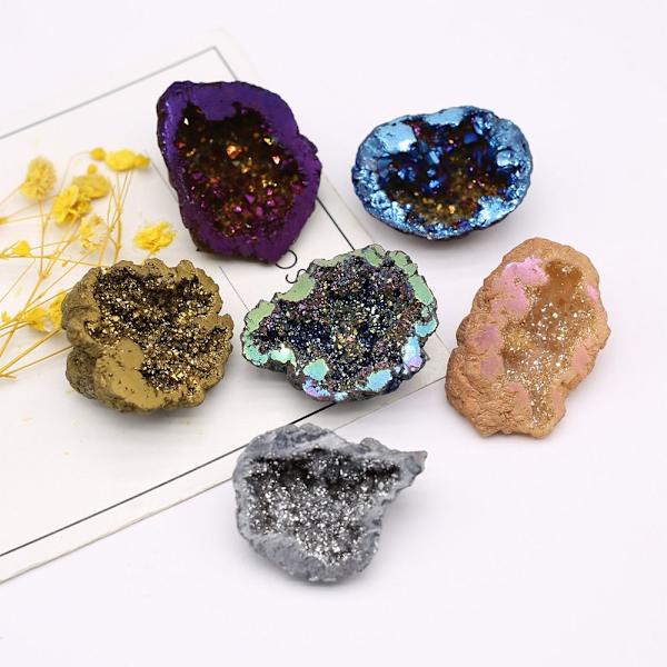 Krystal Cornucopia Naturlig Agat Geode HVID white