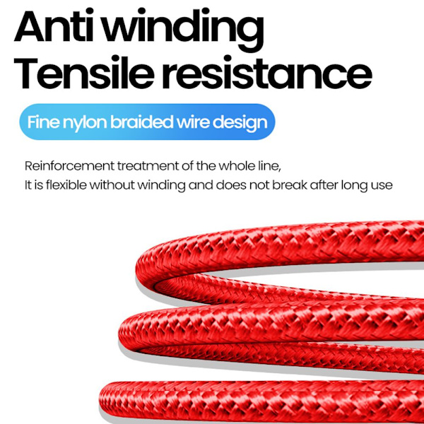 Snabbladdningskabel USB Typ C Kabel RÖD 1M Red 1m