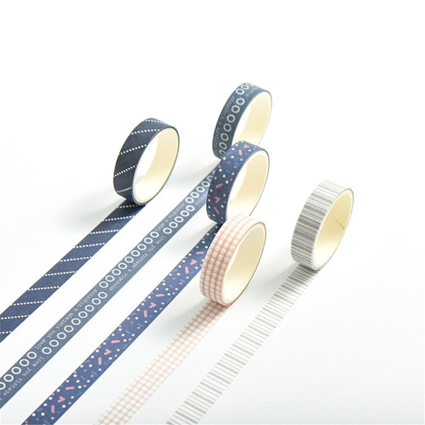 5Ruller/boks maskeringstapesett Washi Tape 7 7 7