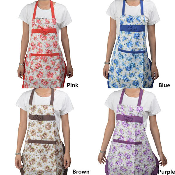 Blommigt Förkläde Haklapp BLÅ Blue