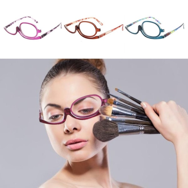 +1,50~+4,0 Dioptri Roterende Makeup Læsebriller Foldning Orange Strength 3.00-Strength 3.00