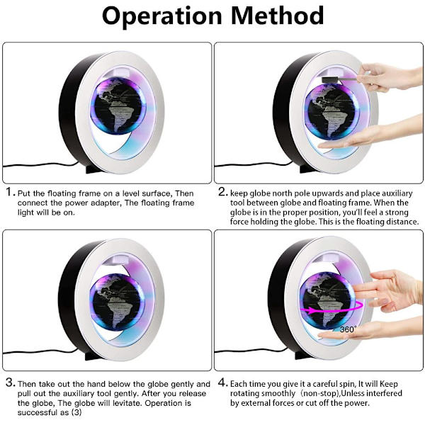 Magnetisk levitasjon Globe Verdenskart SVART EU-PLUGG Black EU Plug