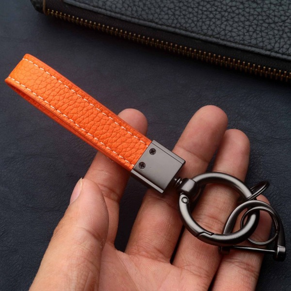 Nyckelring i PU-läder Lädernyckelring ORANGE Orange