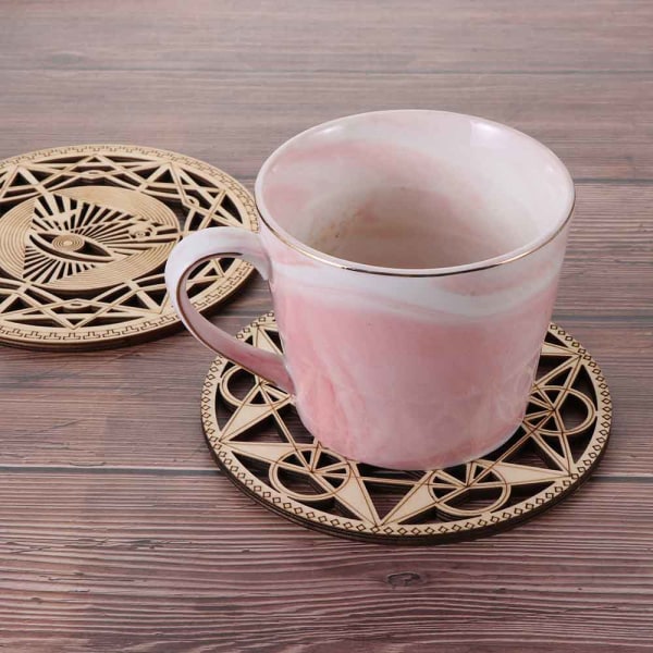 Flower Of Life Energimatte Slice Wood Base STIL 5-14CM Style 5-14cm