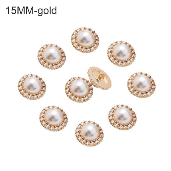 10 Stk Perletøj Knapper Skjorte Knapper GULD 15MM gold 15MM