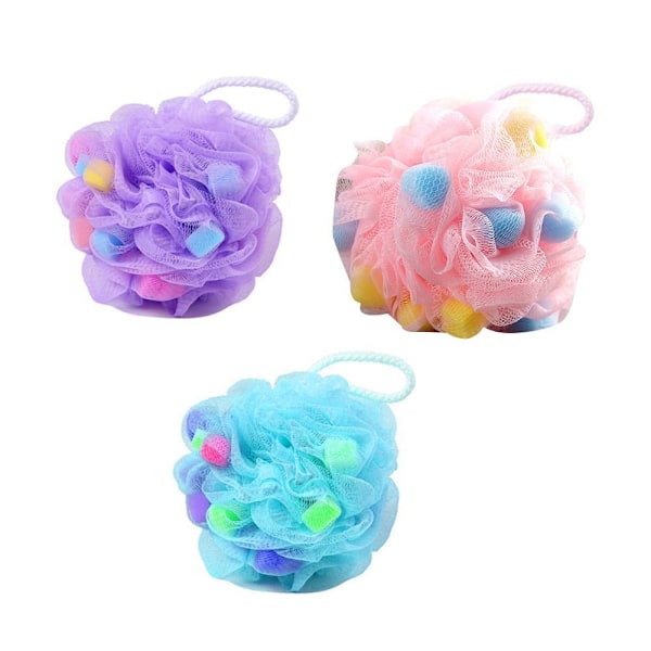 3 stk Svamp Soft Mesh Shower Puff Body Rengøringsbørste Body Random Color)