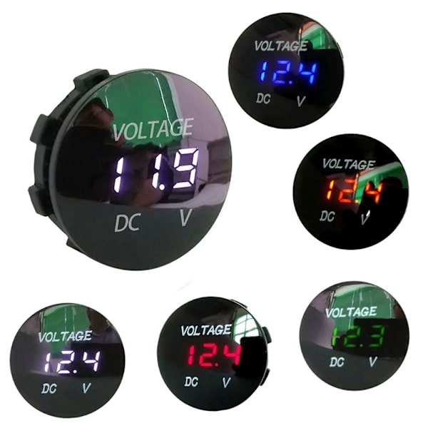 5-48V Bilvoltmeter Spændingsmåler Batterimåler HVID white