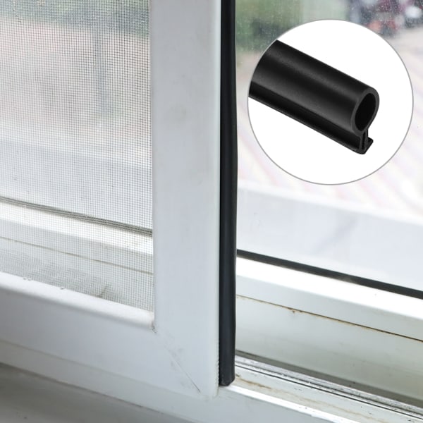 Tetningslist Plast Ståldørvindu SORT LITEN O - 5M Black Small O - 5m