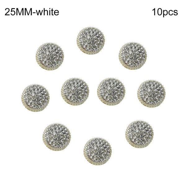 10 st metall strass knappar skjorta knappar VIT 25MM10ST white 25MM10pcs-10pcs