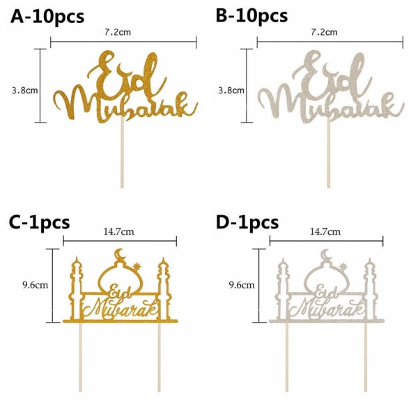 Eid Mubarak Bakning Cake Toppers C-1PCS C-1pcs