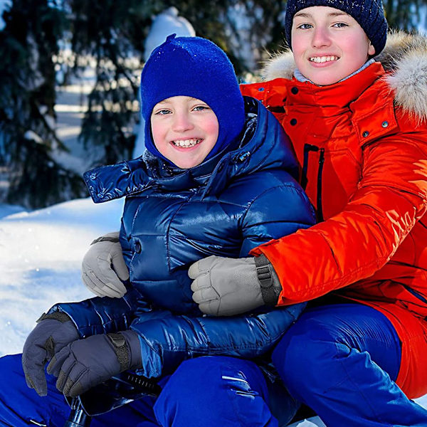 1 par Barn Skidhandskar Långärmad vante GRÅ Grey