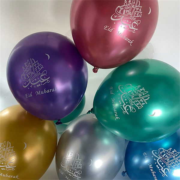 10st Eid Mubarak Ballonger Metall Latex Ballonger GULD gold