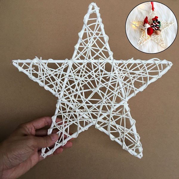 1 STK White Rattan Star Indonesisk Vine juledekorasjon DIA