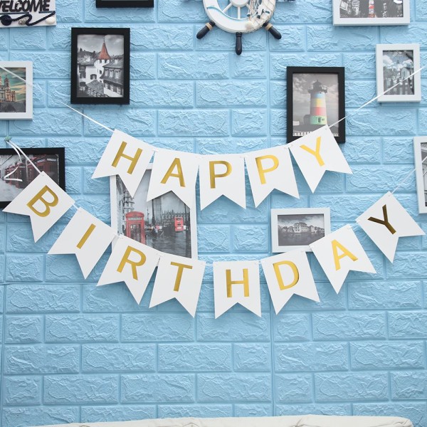 Punting Banner Hanging String liput Kultakirjaimet MUSTA black