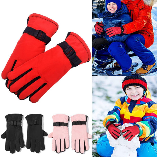Skidhandskar Långärmad vante RÖD 8-13 ÅR Red 8-13 years old