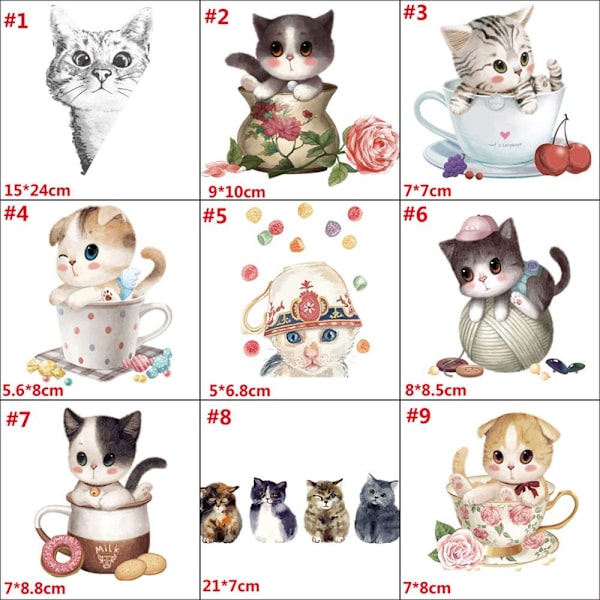 Lämmönsiirtotarrat Kissa Patches Iron on Appliques 3 3