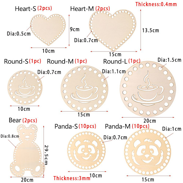 Tretrådbrett Broderi Floss Organizer HEART-S(2 STK) Heart-S(2pcs)