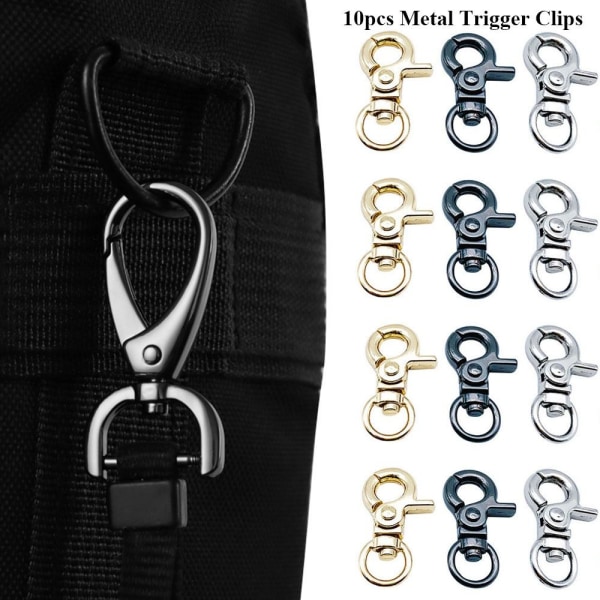 10st avtagbara Snap Hook Trigger Clips SILVER Silver