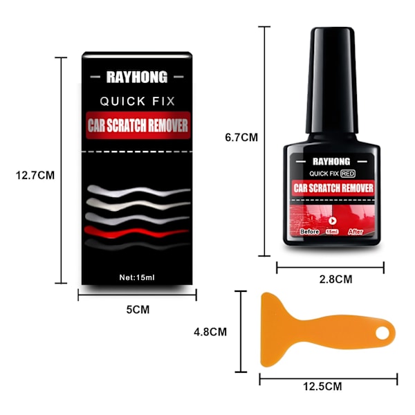 Autoreparationsmiddel Ridsefjerner RØD 15ML 15ML red 15ML-15ML