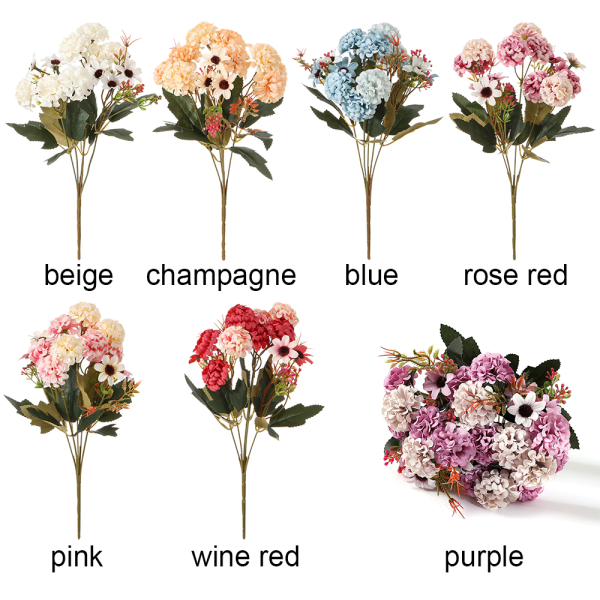 15 Blomster Kunstig Hortensia Silk Daisy CHAMPAGNE champagne