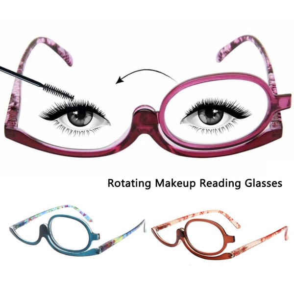 +1,50~+4,0 Dioptri Roterende Makeup Læsebriller Foldning Orange Strength 3.00-Strength 3.00