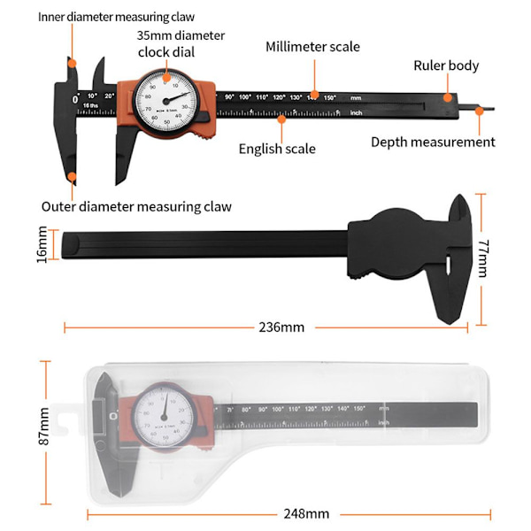 Klocka 0-150 MM mätare METRISK Metric
