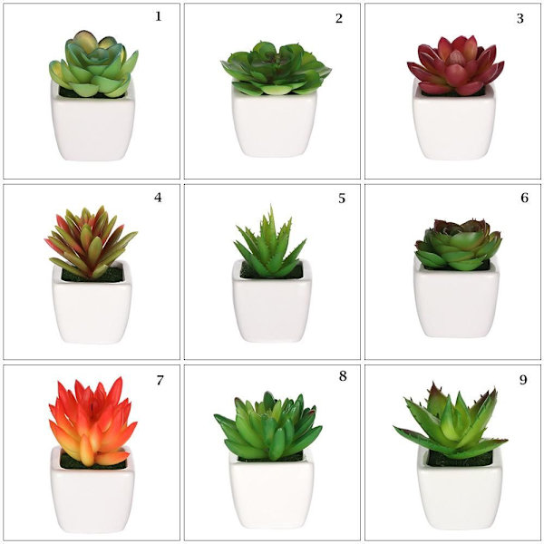 Kunstige miniplanter Sukkulenter Falske blomster 12
