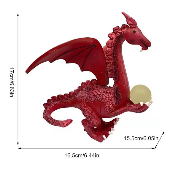 Flying Dragon Statue Holder Lysende Ball RØD red