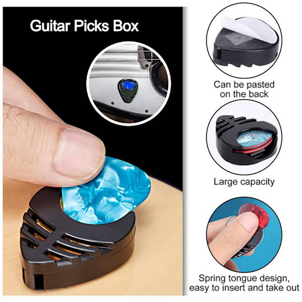 20st Guitar Pick-hållare Plast Stick-on Guitar Pick- case Random Color