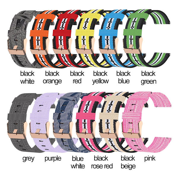 Vaihtokellonauha Canvas Nylon Watch MUSTA&VALKOINEN black&white