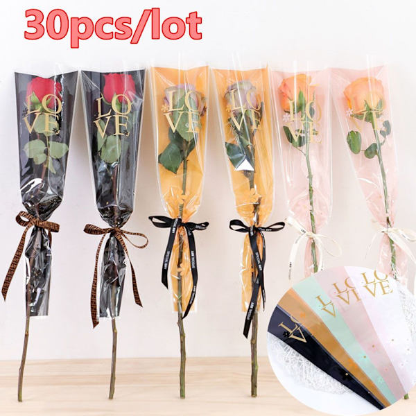 30st/lot Blomsterförpackningspåse Enkel Rosengren SVART black