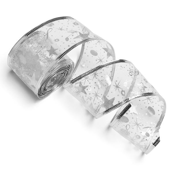 2m Tinsel Hængende Juletræ Ornamenter SØLV silver