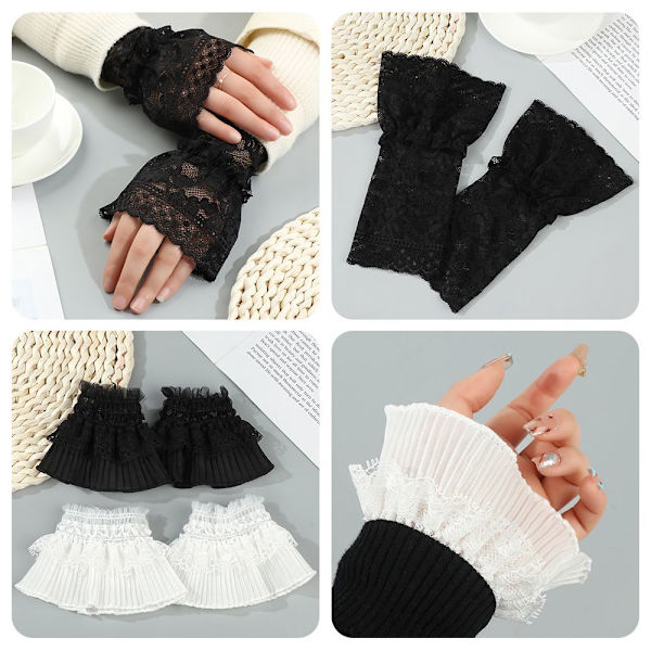 1 par falska ärmar avtagbara ärmar SVART STYLE2 black style2