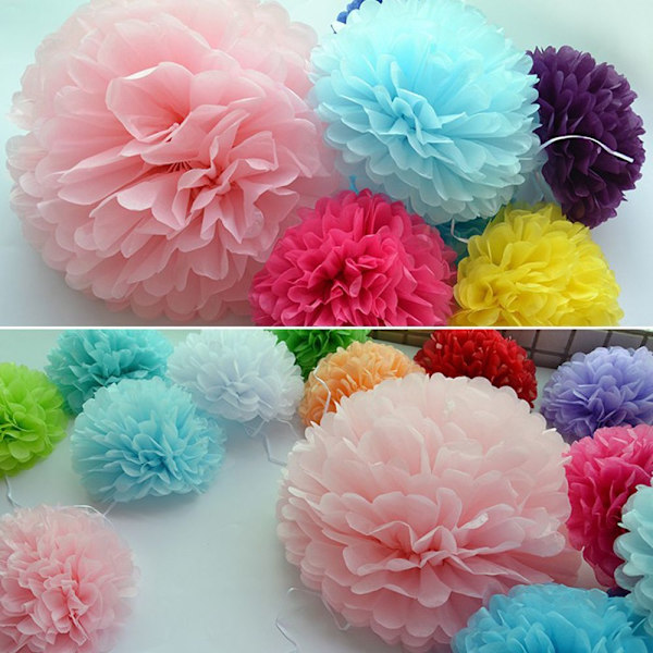 9 pakke silkepapir Blomster Pom Ball Hjem Dekorasjon ROSA & BLÅ Pink & Blue Shade