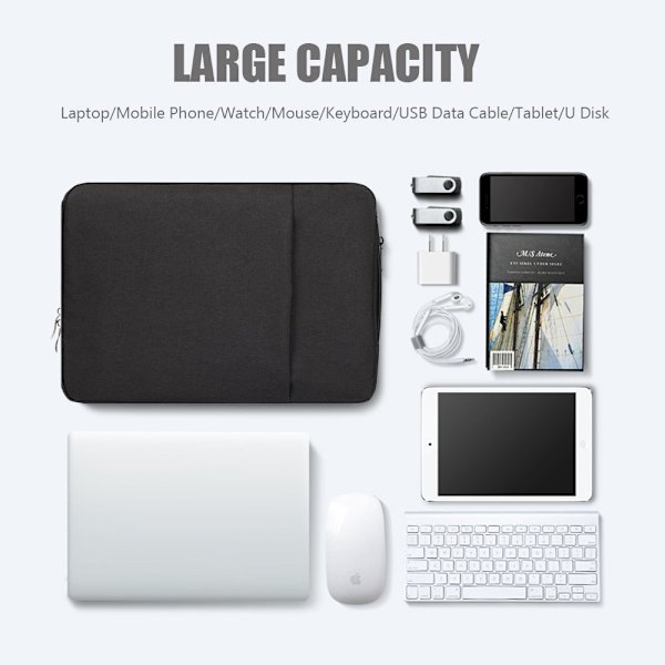 13,3 14 15,6 tommer Laptop Sleeve Case Laptop Håndtaske Notebook Light Grey 15.6 inch