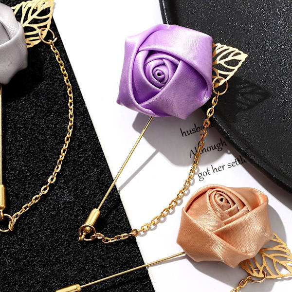 Rose Flower Broche Groom Boutonniere GULD Gold