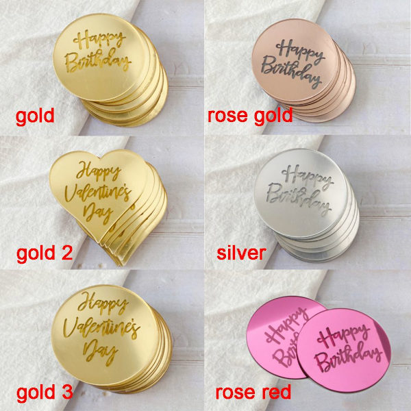 10 stk Cake Topper Tillykke med fødselsdagen GULD 2 GULD 2 gold 2