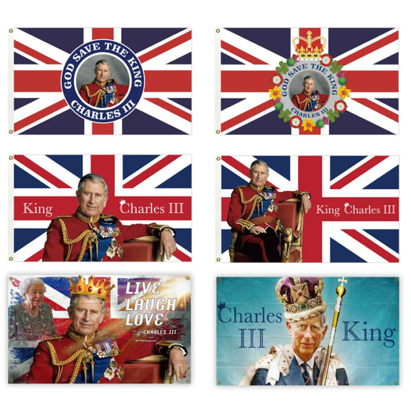 King Charles 111 Flagga Drottning Elizabeth Flaggor D D