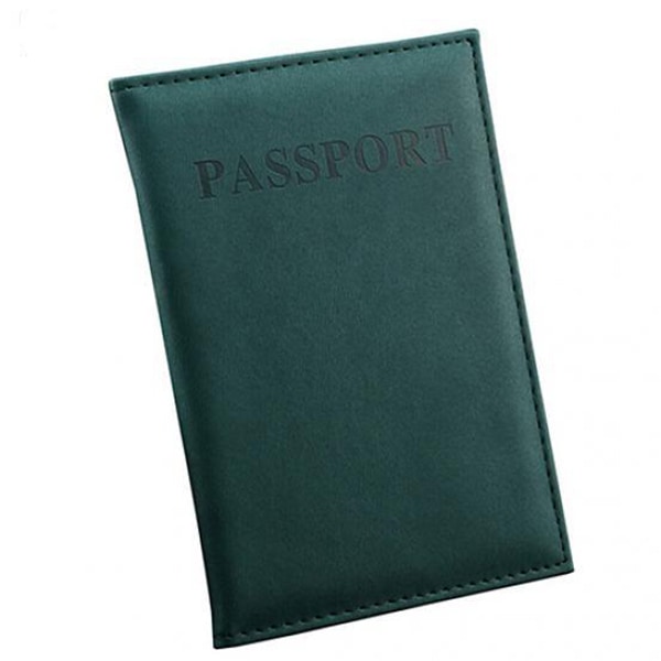 Brunt pass Passpaket PU-läder Hållarklämman DarkGreen