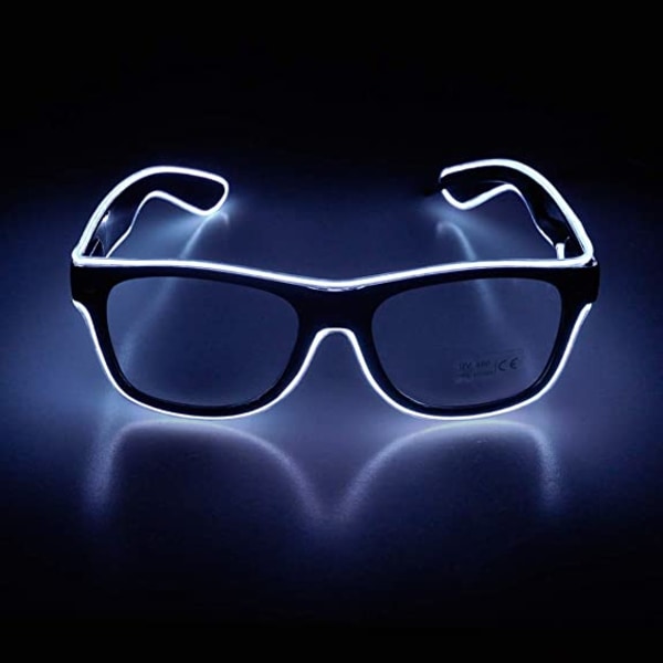 Tänd upp EL Wire -glasögon blinkande LED -solglasögon White 