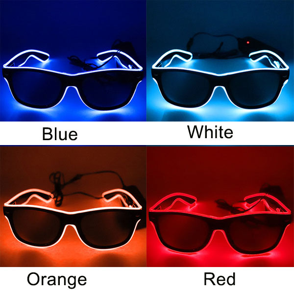 Tänd upp EL Wire -glasögon blinkande LED -solglasögon Blue