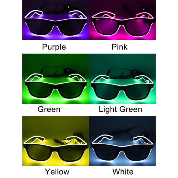 Tänd upp EL Wire -glasögon blinkande LED -solglasögon Yellow