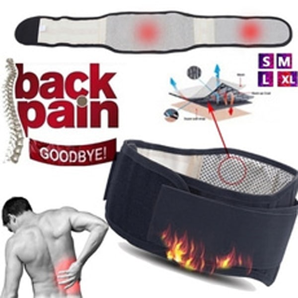 Magnetic Back Support Brace Waist Double Adjust Pain Relief Belt M