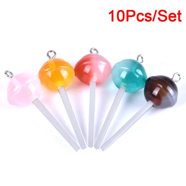 10st / Set Resin Transparent Lollipop Charms Hängen DIY Yellow 10pcs