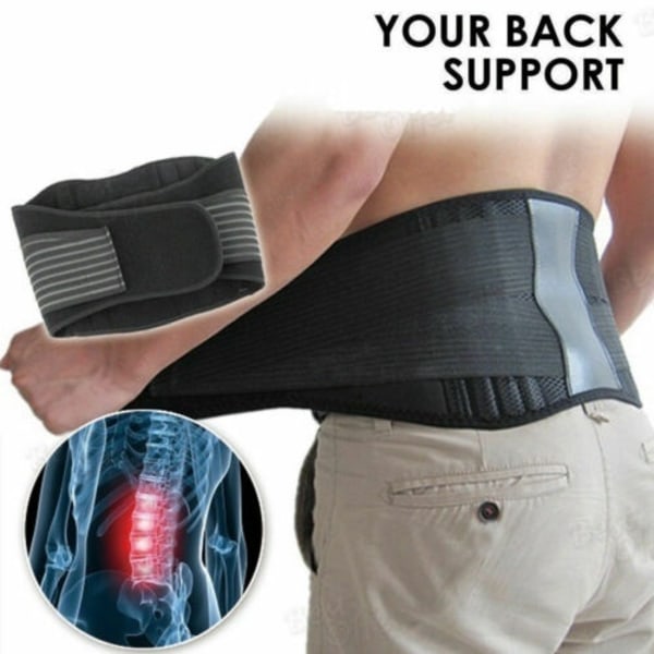 Magnetic Back Support Brace Waist Double Adjust Pain Relief Belt M
