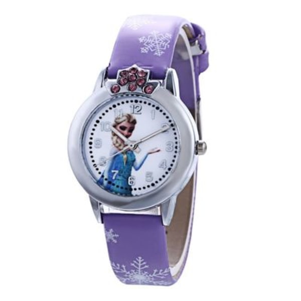 Elsa och Anna Frozen Style Glowing Snowflake Girl Watch Purple