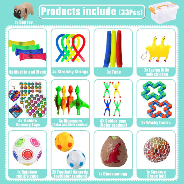 33-pack Fidget Toy Set pop it -sensorleksak för vuxna barn