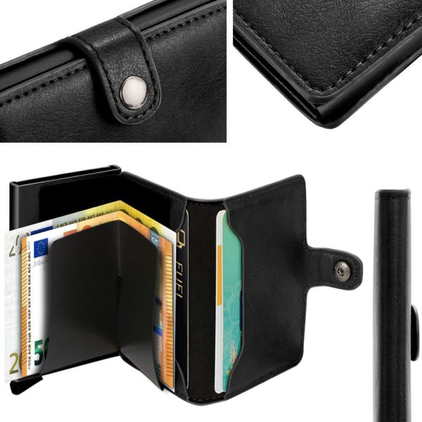 Black-RFID NFC Protection Plånbok Korthållare 5 st Kort Black