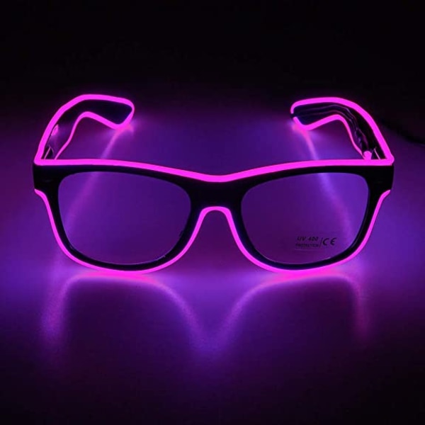 Tänd upp EL Wire -glasögon blinkande LED -solglasögon Pink