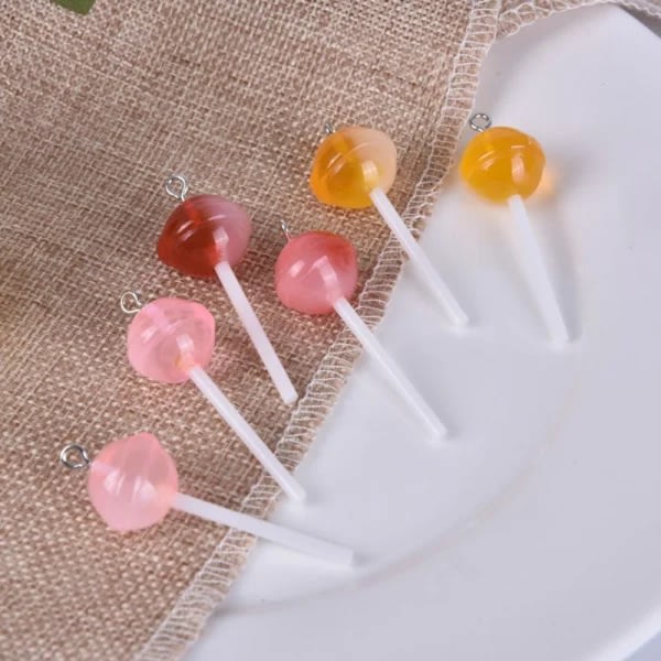 10st / Set Resin Transparent Lollipop Charms Hängen DIY Multicolor 10pcs